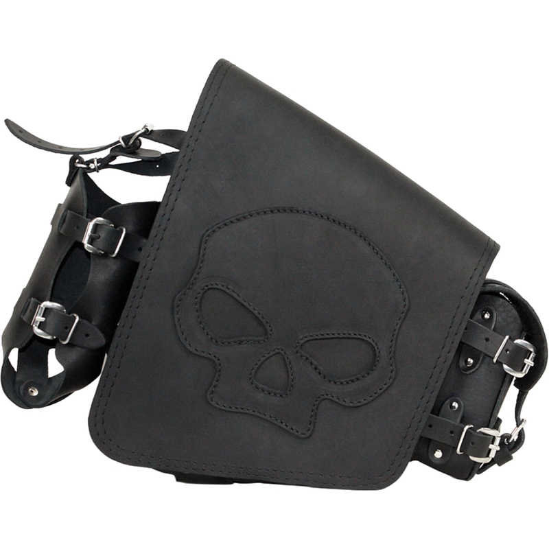 Geantă de motocicletă din piele RSA S494 Skull HD Softail neagră
