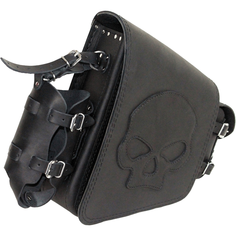 Geantă de motocicletă din piele RSA S494 Skull HD Softail neagră