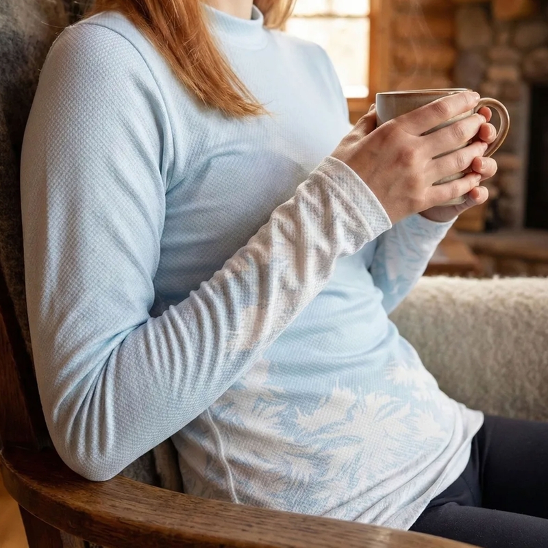 Tricou termic pentru femei nanosilver® Frozen albastru-alb