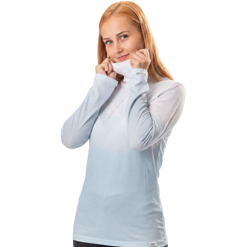 Tricou termic de damă nanosilver® Frozen albastru-alb II