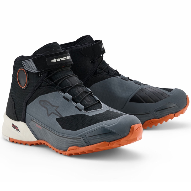 Ghete moto Alpinestars CR-X Drystar negru-gri închis-portocaliu