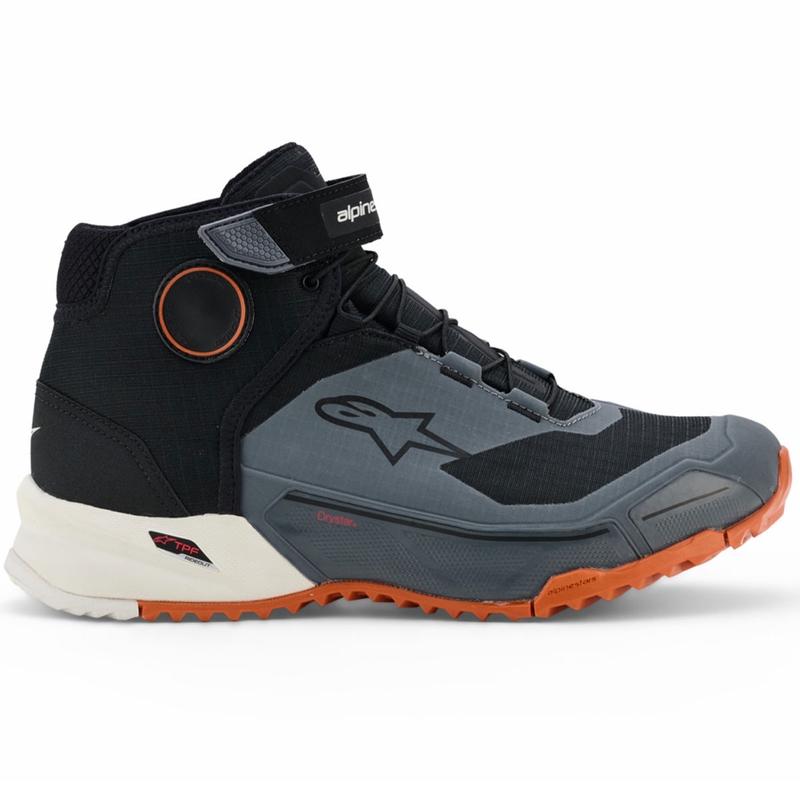 Ghete moto Alpinestars CR-X Drystar negru-gri închis-portocaliu