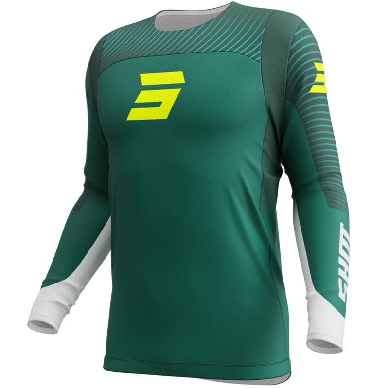 Tricou motocross Shot Contact GP 26 verde-galben neon