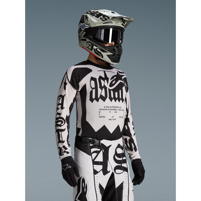 Tricou motocross Alpinestars Techstar ediție limitată Wolf Dust nisip-negru