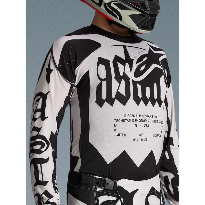 Tricou motocross Alpinestars Techstar ediție limitată Wolf Dust nisip-negru
