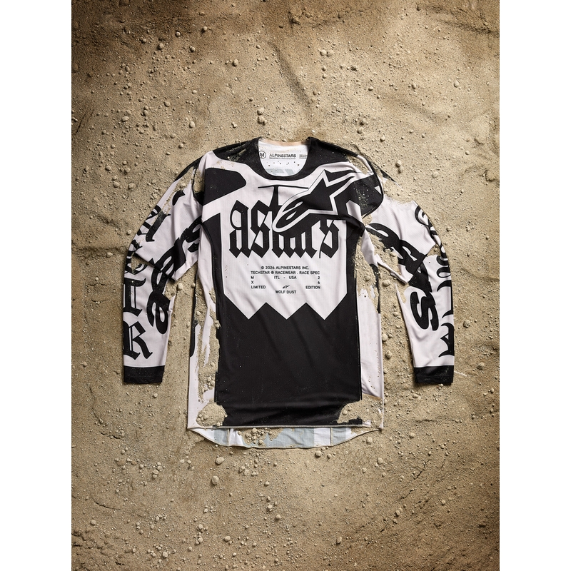 Tricou motocross Alpinestars Techstar ediție limitată Wolf Dust nisip-negru