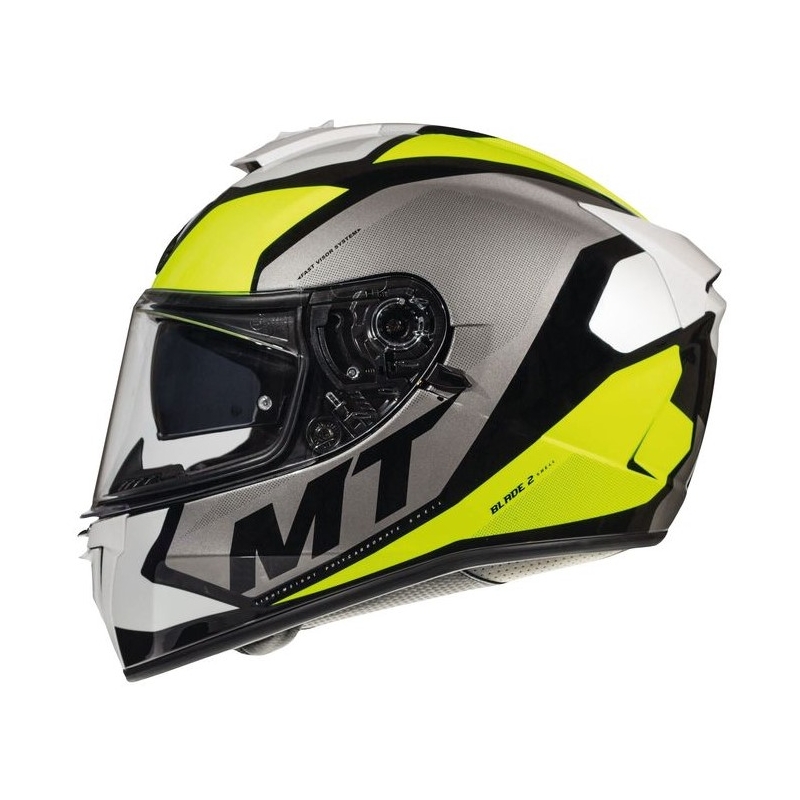 MT Blade 2 SV Trick casca de motocicletă integrală MT Blade 2 SV alb-gri-fluo galben lichidare