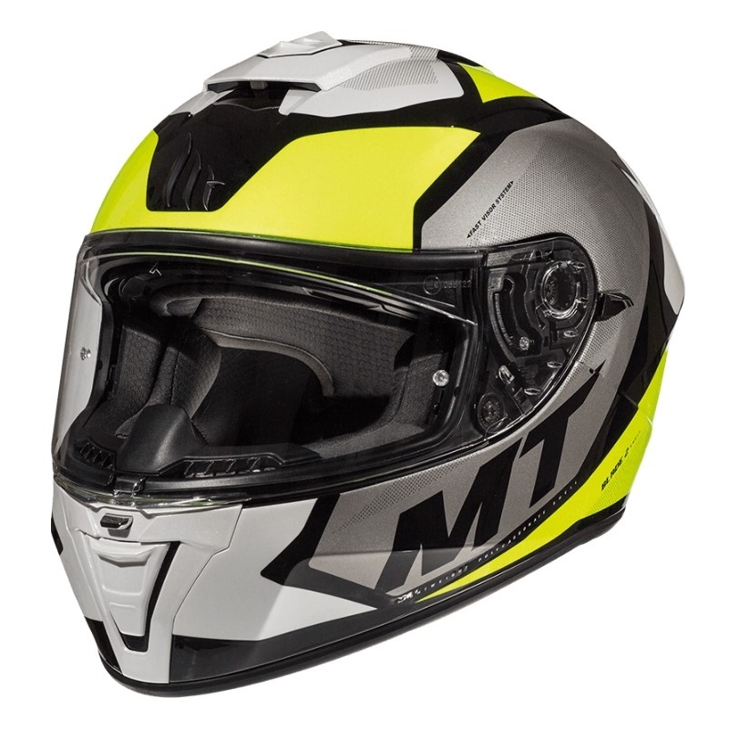 MT Blade 2 SV Trick casca de motocicletă integrală MT Blade 2 SV alb-gri-fluo galben lichidare