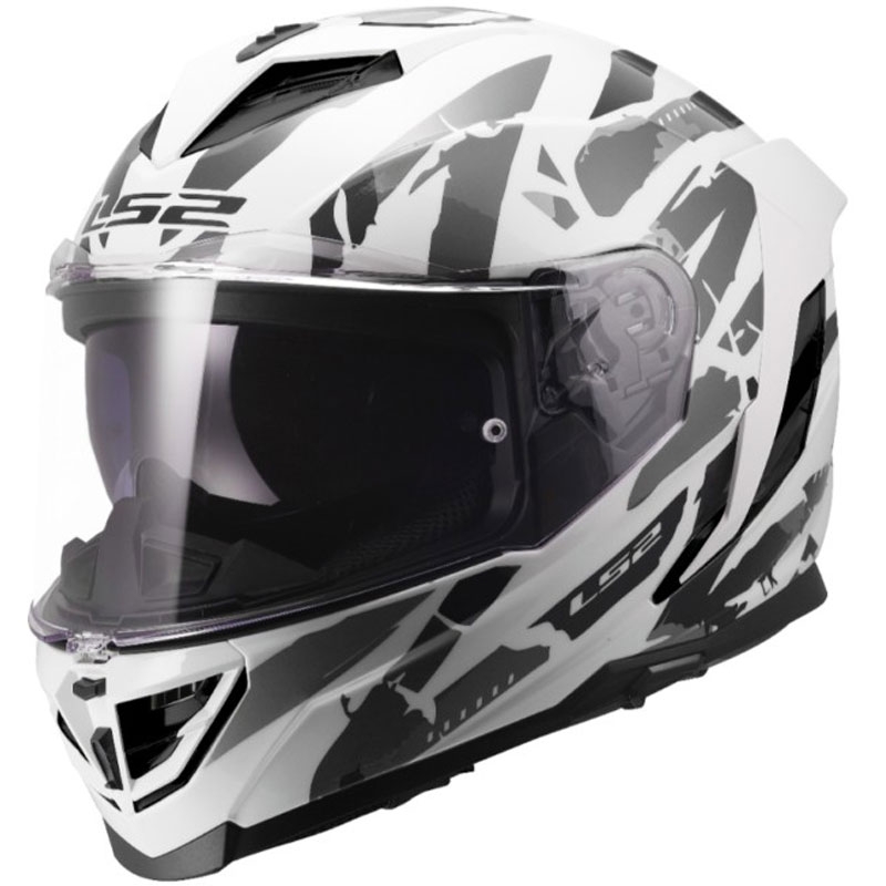 Cască integrală pentru motocicletă LS2 FF818 Storm III Kaos alb-gri