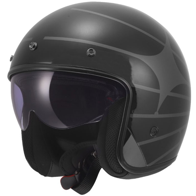 Cască de motocicletă deschisă LS2 OF601 Bob II Cosmic negru-gri lucios