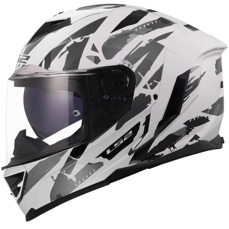 Cască integrală pentru motocicletă LS2 FF818 Storm III Kaos alb-gri