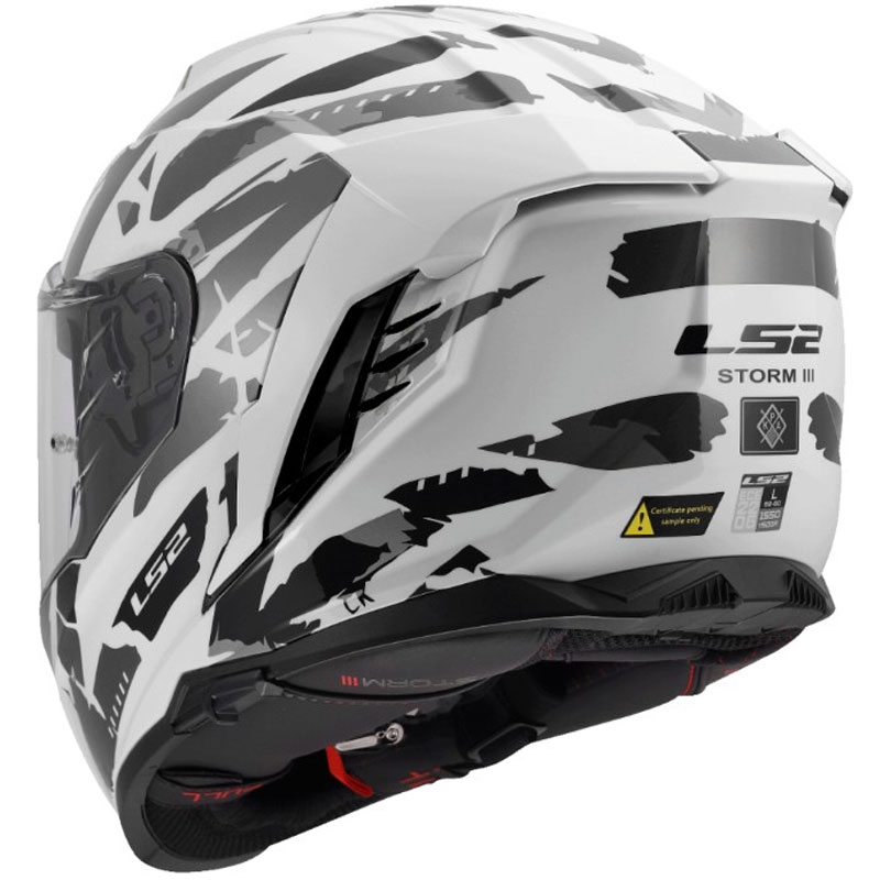 Cască integrală pentru motocicletă LS2 FF818 Storm III Kaos alb-gri