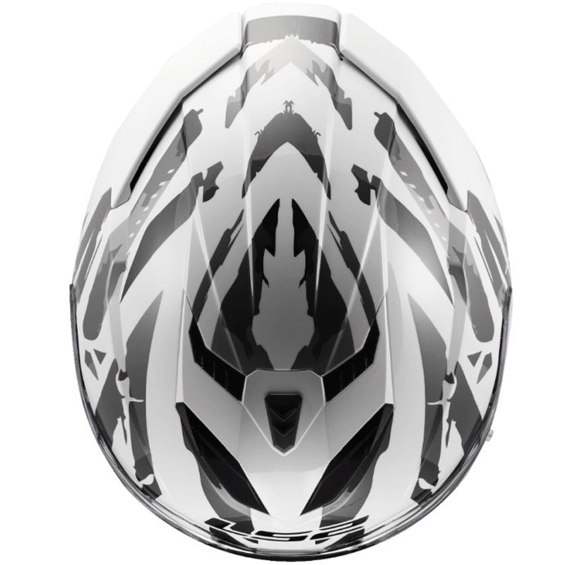 Cască integrală pentru motocicletă LS2 FF818 Storm III Kaos alb-gri