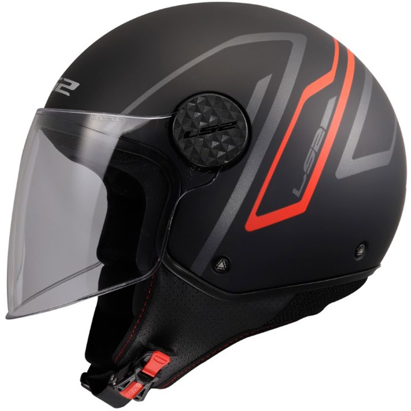 Cască de motocicletă deschisă LS2 OF558 Sphere Lux II Minimum negru-roșu