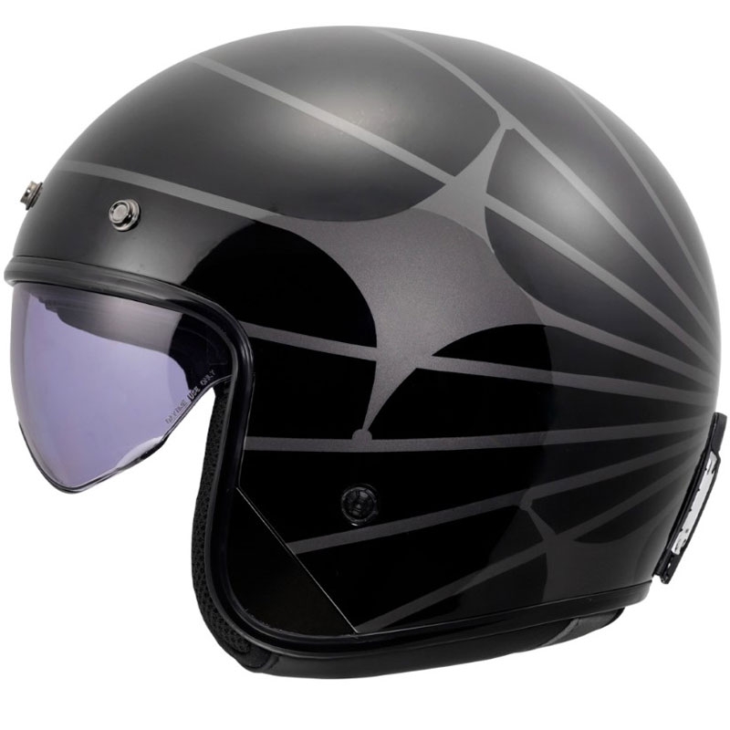 Cască de motocicletă deschisă LS2 OF601 Bob II Cosmic negru-gri lucios