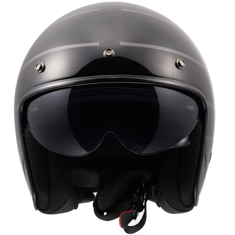 Cască de motocicletă deschisă LS2 OF601 Bob II Cosmic negru-gri lucios