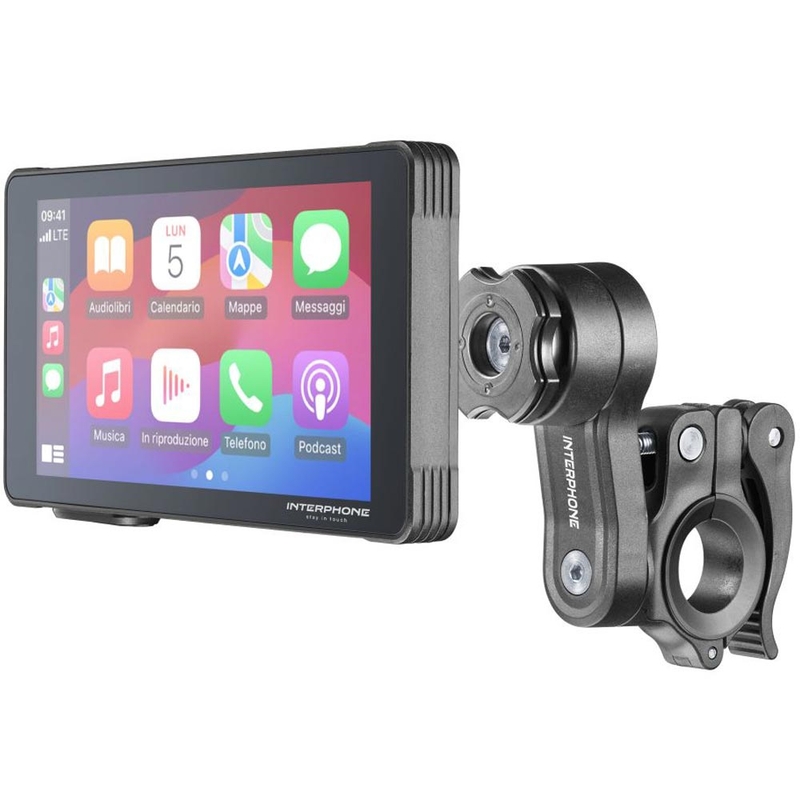 Ecran oglindă telefon motocicletă cu sticlă de protecție Interphone RideSync negru