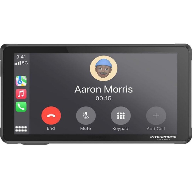 Ecran oglindă telefon motocicletă cu sticlă de protecție Interphone RideSync negru