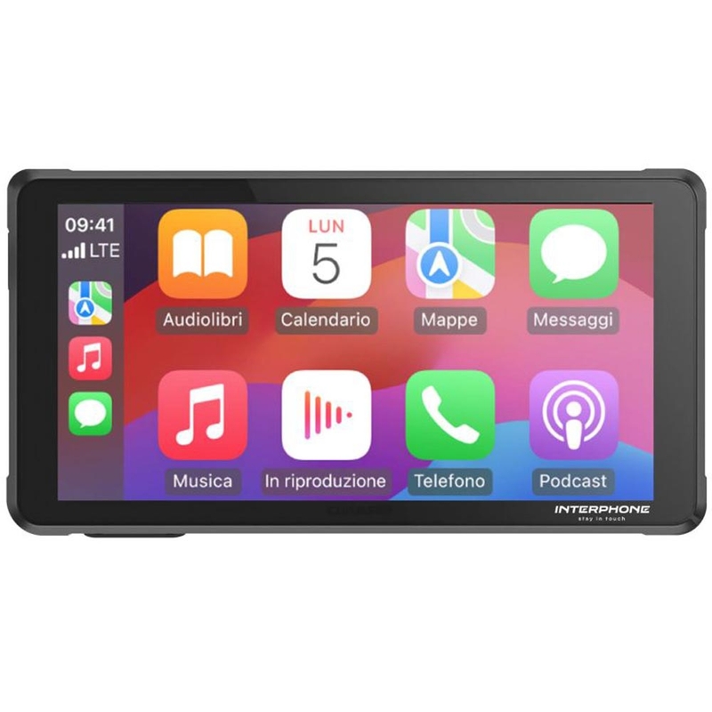 Ecran oglindă telefon motocicletă cu sticlă de protecție Interphone RideSync negru