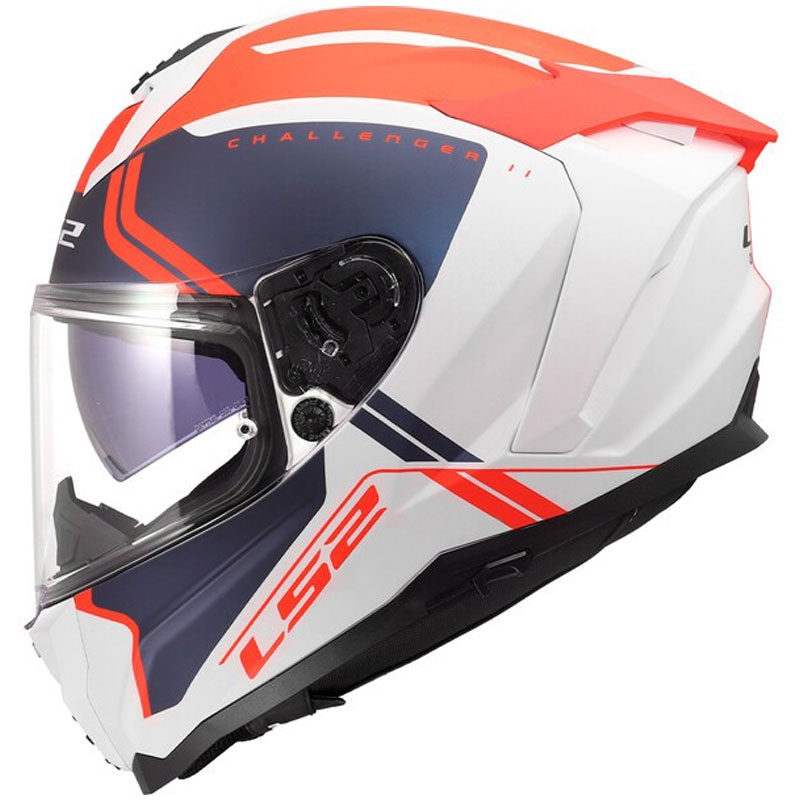 Cască integrală pentru motocicletă LS2 FF817 Challenger II Titan, alb mat-albastru-roșu