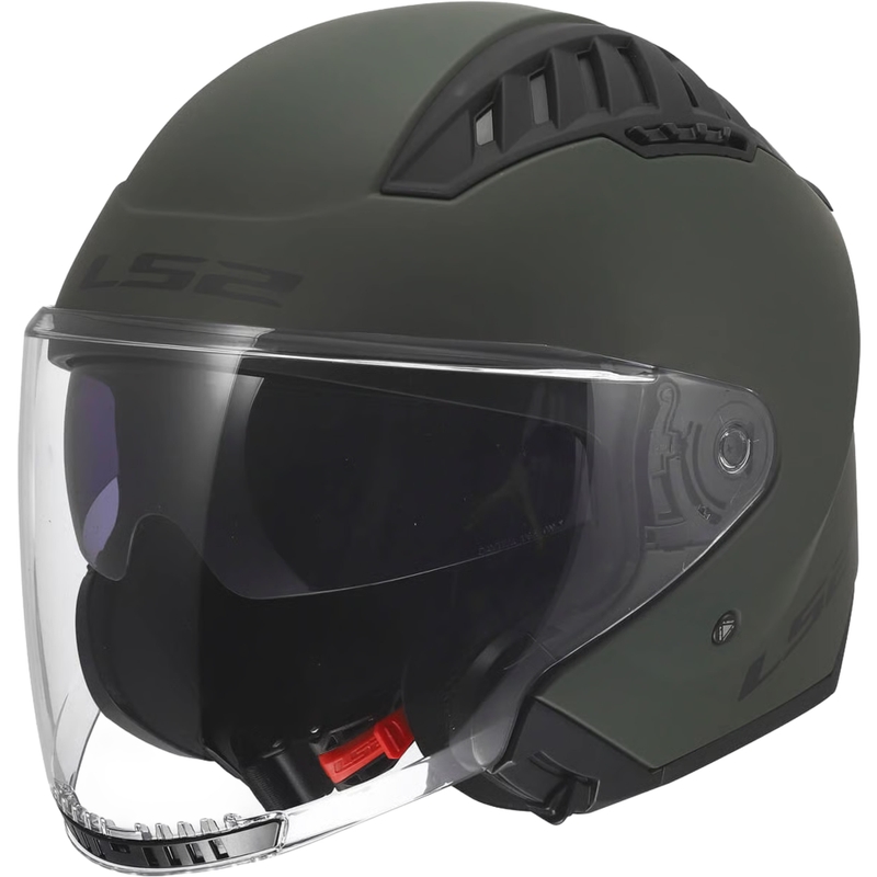 Cască de motocicletă deschisă LS2 OF600 Copter II Verde militar mat solid