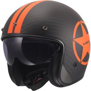 Cască de motocicletă deschisă LS2 OF601 Bob II Carbon Star portocaliu mat