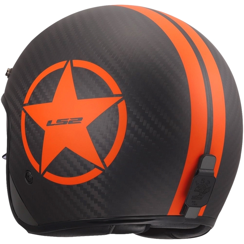 Cască de motocicletă deschisă LS2 OF601 Bob II Carbon Star portocaliu mat