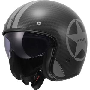 Cască de motocicletă deschisă LS2 OF601 Bob II Carbon Star gri lucios