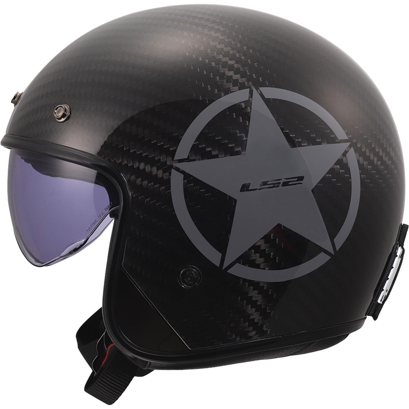 Cască de motocicletă deschisă LS2 OF601 Bob II Carbon Star gri lucios
