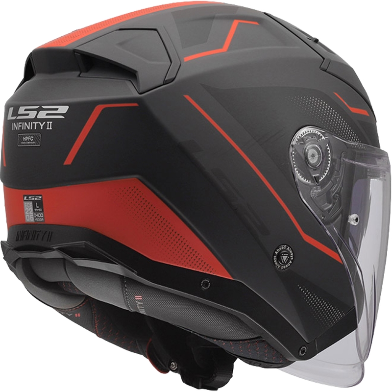 Cască de motocicletă deschisă LS2 OF603 Infinity II Veyron negru mat-gri-roșu
