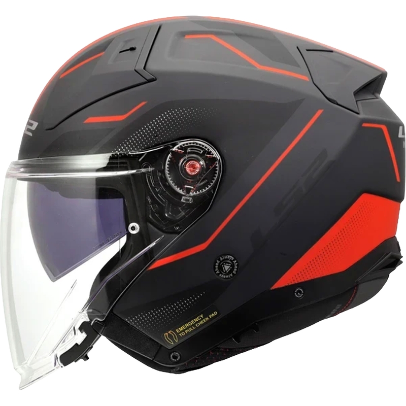 Cască de motocicletă deschisă LS2 OF603 Infinity II Veyron negru mat-gri-roșu