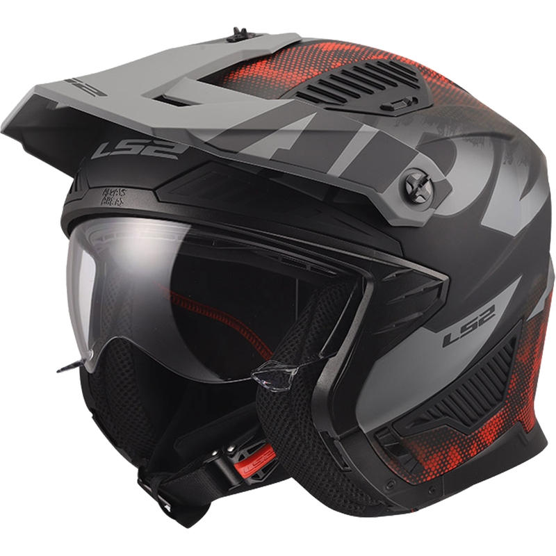 Cască de motocicletă trial LS2 OF606 Drifter Gas gri mat-roșu