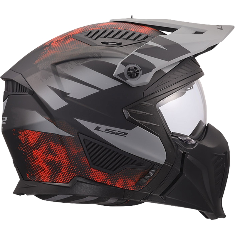 Cască de motocicletă trial LS2 OF606 Drifter Gas gri mat-roșu