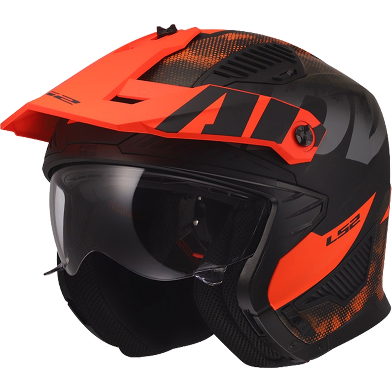 Cască de motocicletă trial LS2 OF606 Drifter Gas gri mat-portocaliu