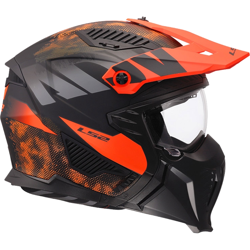 Cască de motocicletă trial LS2 OF606 Drifter Gas gri mat-portocaliu