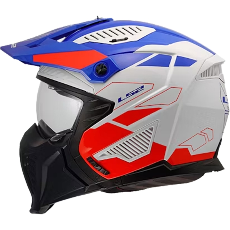 Cască de motocicletă trial LS2 OF606 Drifter Gas alb-albastru-roșu lucios