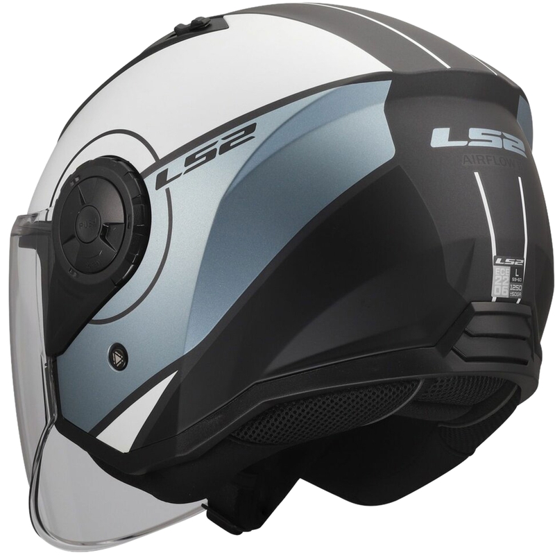 Cască de motocicletă deschisă LS2 OF616 Airflow II Cover gri-albastru mat