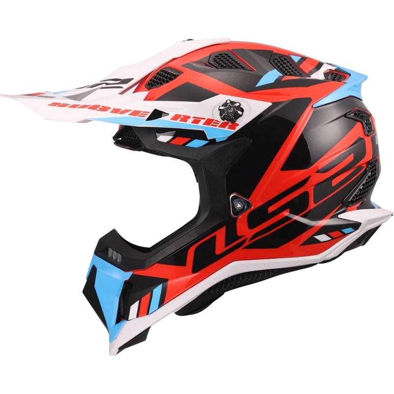 Cască motocross LS2 MX700 Subverter Evo II Stomp alb-albastru-roșu lucios