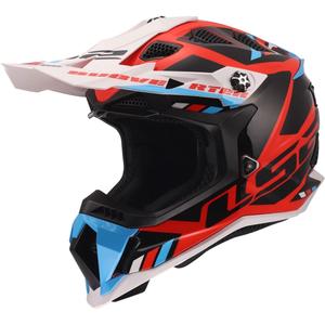 Cască motocross LS2 MX700 Subverter Evo II Stomp alb-albastru-roșu lucios