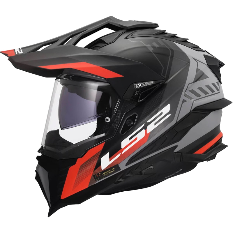 Cască enduro LS2 MX701 Explorer Hexa negru mat-roșu-gri