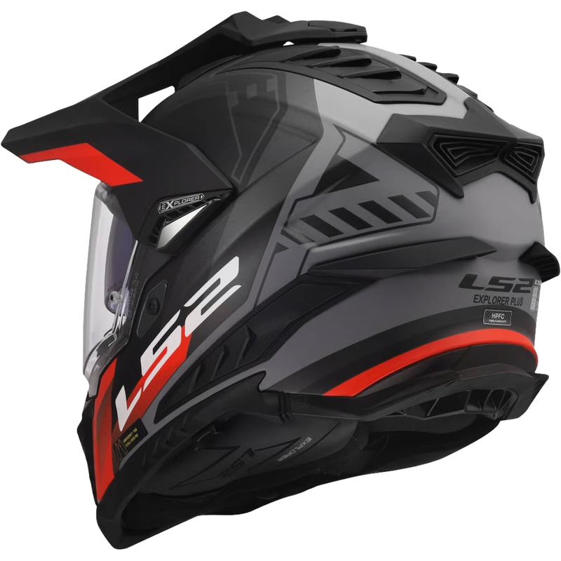 Cască enduro LS2 MX701 Explorer Hexa negru mat-roșu-gri
