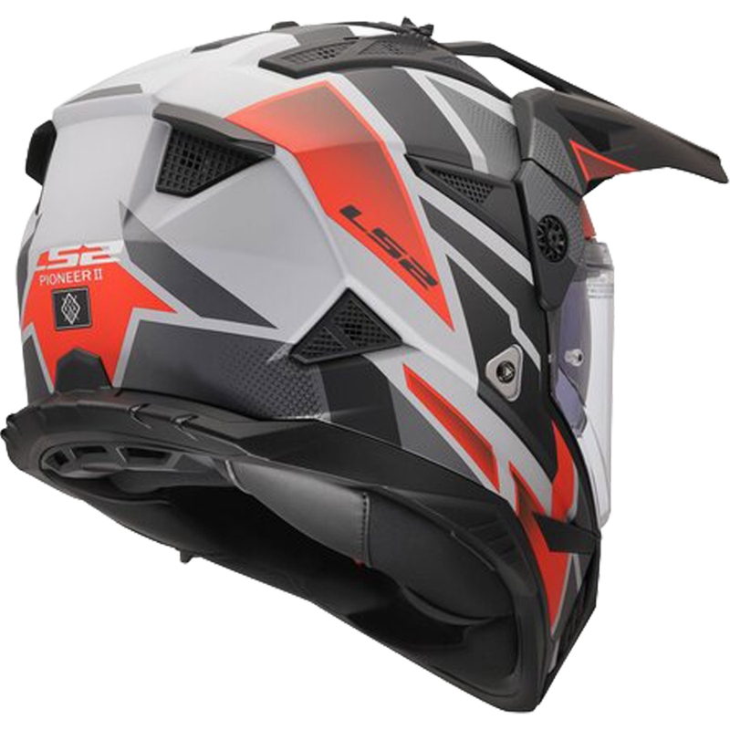 Cască de motocicletă enduro LS2 MX702 Pioneer II Block gri mat-roșu