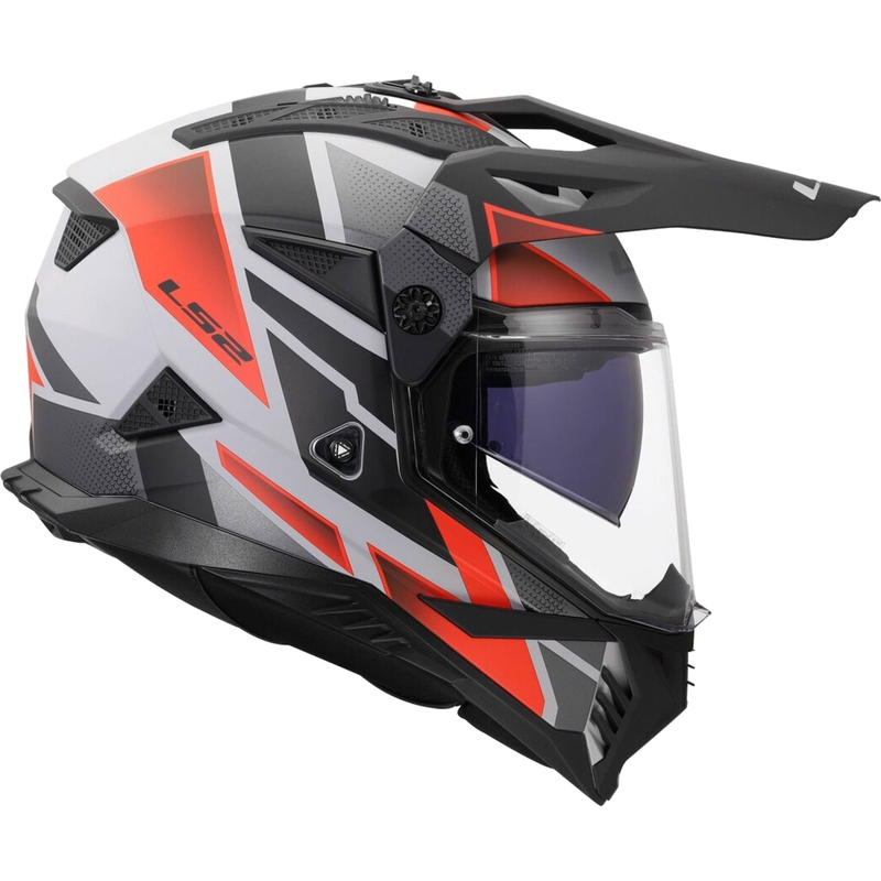 Cască de motocicletă enduro LS2 MX702 Pioneer II Block gri mat-roșu
