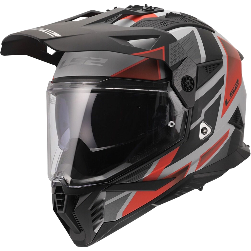 Cască de motocicletă enduro LS2 MX702 Pioneer II Block gri mat-roșu