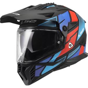 Cască de motocicletă enduro LS2 MX702 Pioneer II Block negru mat-roșu-albastru