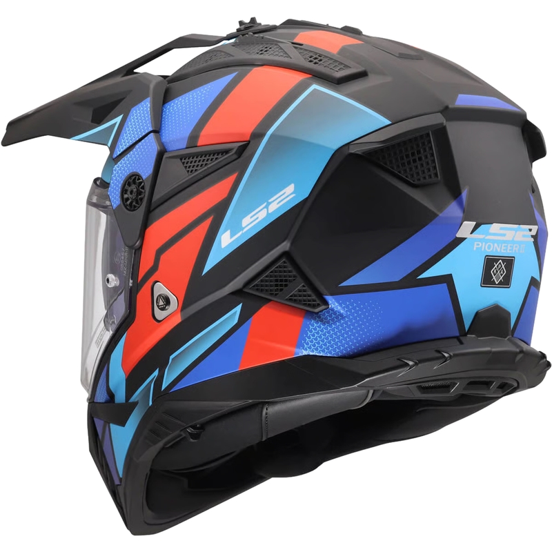 Cască de motocicletă enduro LS2 MX702 Pioneer II Block negru mat-roșu-albastru