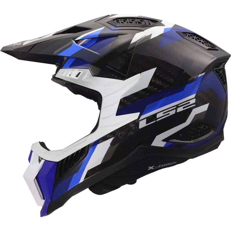 Cască motocross LS2 MX703 X-Force Phantom albastru-alb lucios