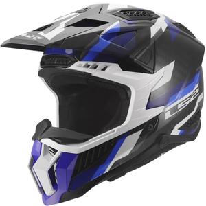 Cască motocross LS2 MX703 X-Force Phantom albastru-alb lucios