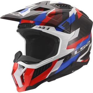 Cască motocross LS2 MX703 X-Force Phantom alb-albastru-roșu lucios