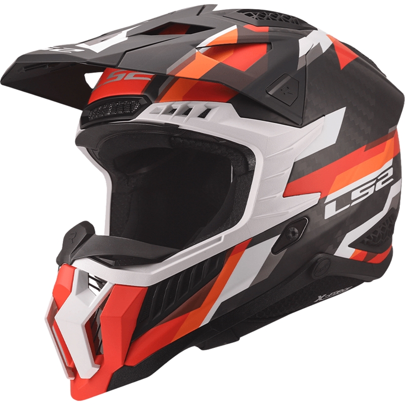 Cască motocross LS2 MX703 X-Force Phantom mată portocaliu-roșu